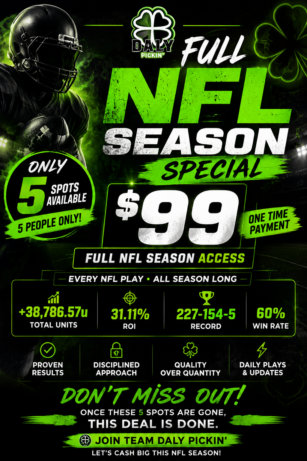 🚨Full NFL Season $99!!🚨